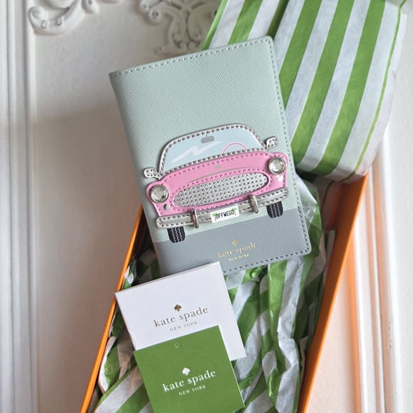 Kate Spade Pink and Blue Whimsical Car Passport Holder - Picture 4 of 8